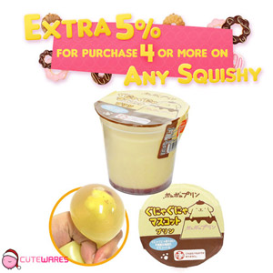 Sanrio Pom Pom Purin Cute Dog Caramel Pudding Shape Soft Squishy Toy