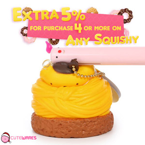 Sanrio Pom Pom Purin Pudding Dog Marron Mont Blanc Cake Dessert Soft Squishy Cellphone Charms - Yellow