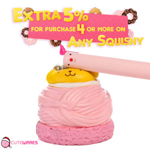 Sanrio Pom Pom Purin Pudding Dog Strawberry Mont Blanc Cake Dessert Soft Squishy Cellphone Charms - Pink