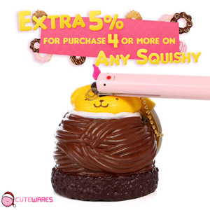 Sanrio Pom Pom Purin Pudding Dog Chocolate Mont Blanc Cake Dessert Soft Squishy Cellphone Charms - Brown